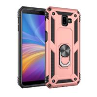 Armor schokbestendig TPU + PC beschermende case voor Galaxy J6 Plus met 360 graden rotatie houder (Rose goud)