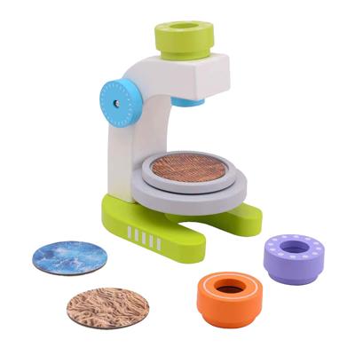 Joueco houten microscoop met 3 lenzen, 7dlg.