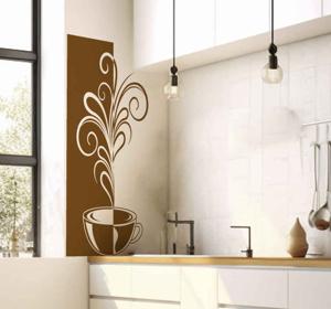 Bruin witte muursticker koffie decoratie lijnen