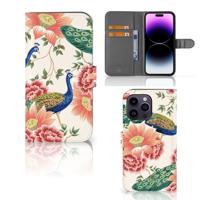 Telefoonhoesje | Met pasjeshouder | voor iPhone 15 Pro Max Pink Peacock