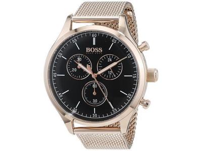 Boss Hugo Boss heren chronograaf Companion Carnation goudkleurig roestvrijstalen armbandhorloge 42 mm