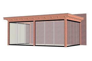 Aanbouwveranda Lucca 660x390 cm - Plat dak - Combinatie 1- - Onbehandeld lariks Douglas hout- Trendhout