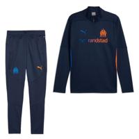 PUMA Olympique Marseille Trainingspak 1/4-Zip 2024-2025 Kids Donkerblauw Oranje