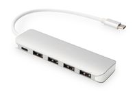 Digitus DA-70242-1 USB 3.2 Gen 1-hub 4 + 1 poorten Met snellaadpoort, Met USB-C stekker, Met aluminium behuizing Zilver - thumbnail