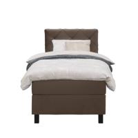 Leen Bakker - Boxspring Liv Geruit - 90x200 Cm - Vierkante Poot - Stof/Velvet - Bruin
