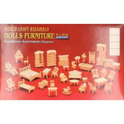 T & F Creations poppenhuis meubels - bouwpakket - hout - 3D bouwspeelgoed - kinderen