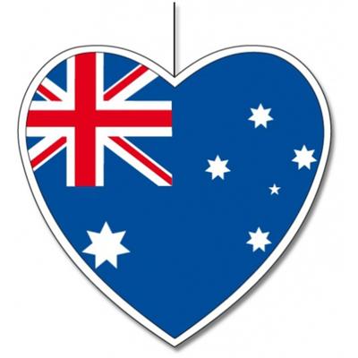 Kartonnen hart met de vlag van Australie 14 cm