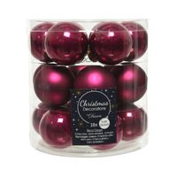 18x stuks kleine glazen kerstballen framboos roze (magnolia) 4 cm mat/glans - Kerstbal - thumbnail