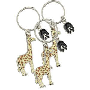 6x stuks metalen giraffe dieren sleutelhanger 5 cm