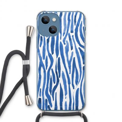 Blauwe nerven: iPhone 13 Transparant Hoesje met koord