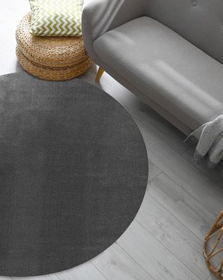 Karpet24 Loft modern pluizig laagpolig tapijt, antislip onderkant, wasbaar tot 30 graden, heerlijk zacht, bontlook, antraciet-Ø 160 cm rond
