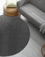 Karpet24 Loft modern pluizig laagpolig tapijt, antislip onderkant, wasbaar tot 30 graden, heerlijk zacht, bontlook, antraciet-Ø 160 cm rond