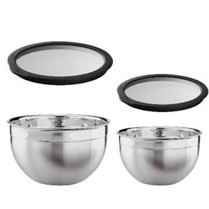 Schaal met Vershouddeksel, Set van 2 Stuks, RVS, Ø 20 cm, Ø 24 cm - Rö