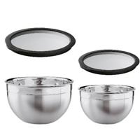 Schaal met Vershouddeksel, Set van 2 Stuks, RVS, Ø 20 cm, Ø 24 cm - Rö