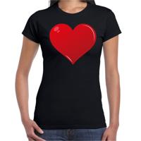 I love Hartje rood - cadeau t-shirt - zwart - voor dames - Valentijnsdag - Zorg - Liefde