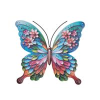 Wanddeco vlinder metaal 16.8x18cm