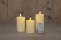 B.O. 3Pcs 3D Wick Ivory Ribbel Candle 7,5X1012,515 cm Rusti - Annas collection