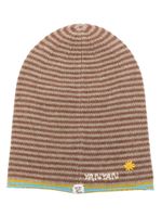 YANYAN KNITS bonnet rayé à logo brodé - Multicolore
