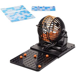 Bingo spel zwart/oranje complete set nummers 1-90 met molen en bingokaarten   -