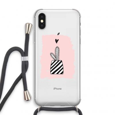 Zwart-wit cactus: iPhone XS Transparant Hoesje met koord