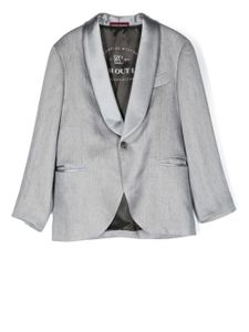 Brunello Cucinelli Kids blazer en lin à coupe droite - Gris