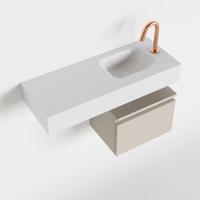 Toiletmeubel Mondiaz Andor | 80 cm | Meubelkleur Linen | Lex vrijhangend wastafel Talc Rechts | 1 kraangat