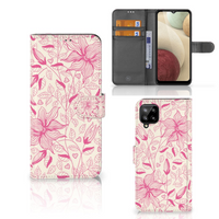 Samsung Galaxy A12 Hoesje Pink Flowers - thumbnail