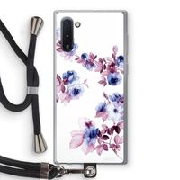 Waterverf bloemen: Samsung Galaxy Note 10 Transparant Hoesje met koord