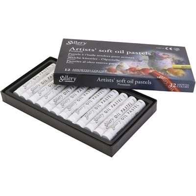 Gallery Oliepastel, L: 7 cm, d 11 mm, dikte 11 mm, wit, 12 stuk/ 1 doos