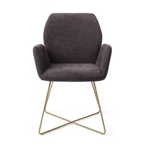 Jesper Home Misaki eetkamerstoel cross gold Almost Black
