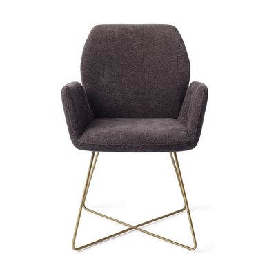 Jesper Home Misaki eetkamerstoel Almost Black cross gold