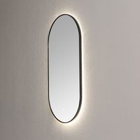Spiegel Sanilux Ovaal Met Direct LED 3 Kleuren Instelbaar & Spiegelverwarming 90x45 cm Mat Zwart Sanilux
