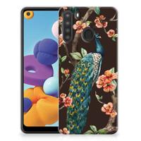 Samsung Galaxy A21 | TPU Hoesje | Pauw met Bloemen