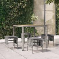 Tuinvoetenbanken 4 st met kussens poly rattan grijs Tuinvoetenbanken 4 st met kussens poly rattan grijs