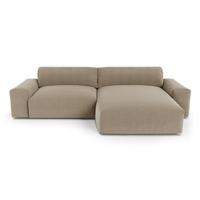 4-zits rechthoekige sofa in soft touch geweven stof taupe 310cm