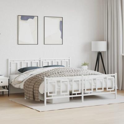 Bedframe met hoofd- en voeteneinde metaal wit 183x213 cm