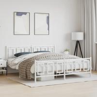 Bedframe met hoofd- en voeteneinde metaal wit 183x213 cm - thumbnail