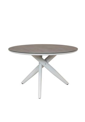 Qopps Zinza Tuintafel 120 cm rond mat white frame porselein top