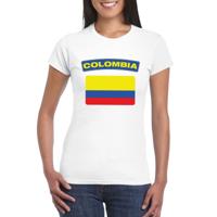 Vlag Colombia t-shirt - wit - vlag van het land print - voor dames - korte mouwen - supporters