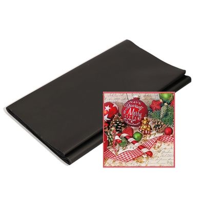 Papieren tafelkleed/tafellaken zwart inclusief kerst servetten - Papieren tafelkleed/tafellaken zwart inclusief kerst servetten -
