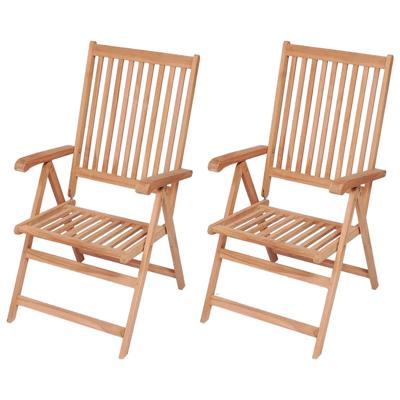 Tuinstoelen 2 st verstelbaar massief teakhout