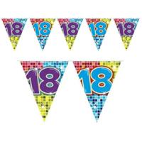 1x Mini vlaggenlijn feestversiering met leeftijd 18