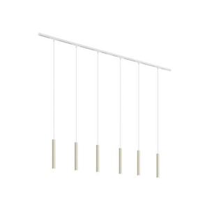 QAZQA Modern railsysteem met 6 hanglampen beige met wit 1-fase -