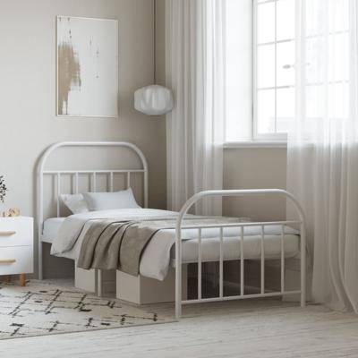 Bedframe met hoofd- en voeteneinde metaal wit 80x200 cm