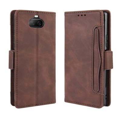 Voor Sony Xperia 8 portemonnee stijl huid voelen kalf patroon lederen draagtas met aparte kaartsleuf (bruin)