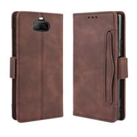 Voor Sony Xperia 8 portemonnee stijl huid voelen kalf patroon lederen draagtas met aparte kaartsleuf (bruin)