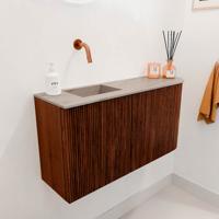 Toiletmeubel Mondiaz Joya Dlux | 81.6 cm | Meubelkleur Ruby | Faye wastafel Saba Wasbak Links | Zonder kraangat(en)