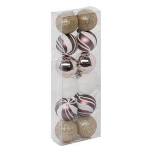 Kleine kerstballen - 12x stuks - champagne/roze/wit/goud - D4 cm - kunststof