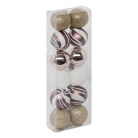 Kleine kerstballen - 12x stuks - champagne/roze/wit/goud - D4 cm - kunststof - thumbnail