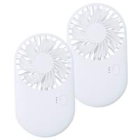 Mini ventilator houder Fanger - 2x - wit - 7 x 13 x 3 cm - verkoeling in zomer